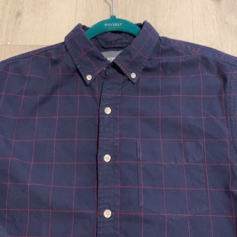 Bonobos Size M Slim Fit Navy/red Plaid windowpane